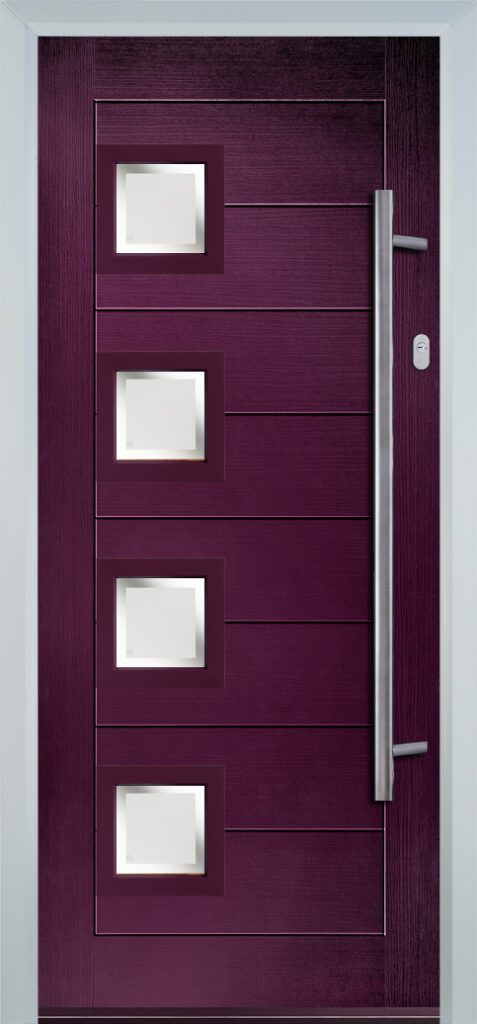 Modern DoorW4H composite door in Purple Violet with contemporary panel design and made to measure sizing