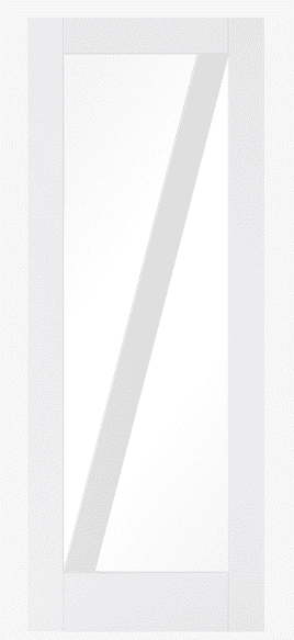 White Barn Glazed Internal Door with modern diagonal glazed panel and white finish