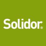 Solidor brand logo in white on an olive-green background.