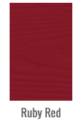 Color swatch card showing Ruby Red, a deep red square